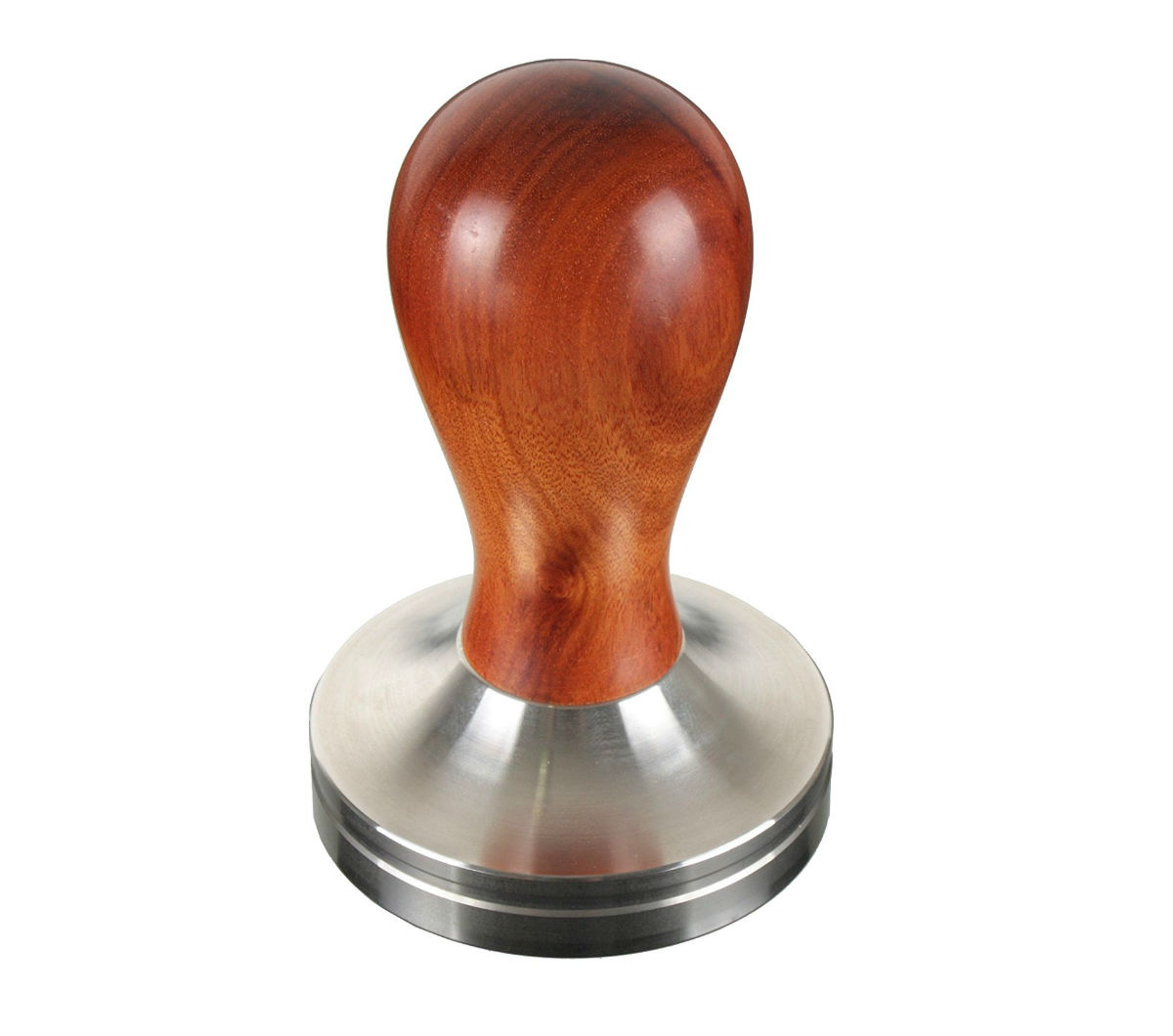 Tamper with solid wood handle - brown